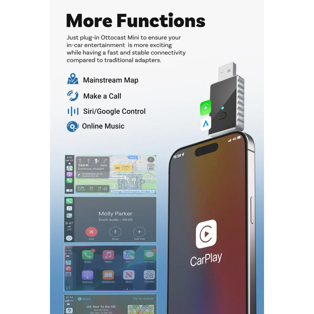 Mini 2-in-1 Wireless CarPlay & Android Auto Adapter - 5GHz