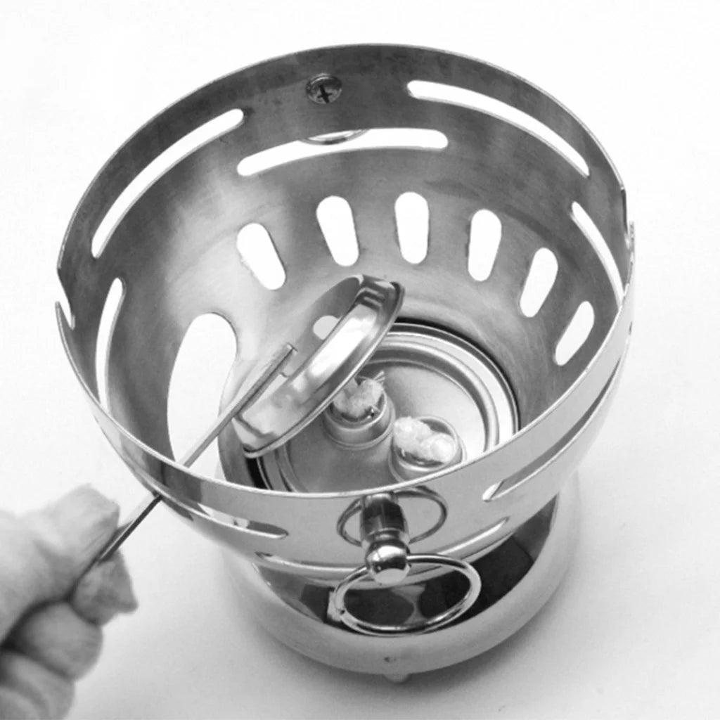 Mini Asian Buffet Hot Pot Premium Stainless Steel Single Person Shabu Alcohol Stove Burner with Glass Lid