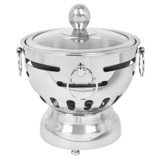 Mini Asian Buffet Hot Pot Premium Stainless Steel Single Person Shabu Alcohol Stove Burner with Glass Lid