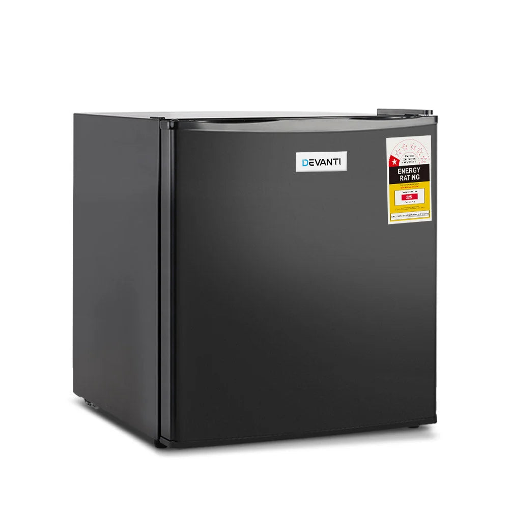 Black 48l mini bar fridge with door shelf storage for drinks