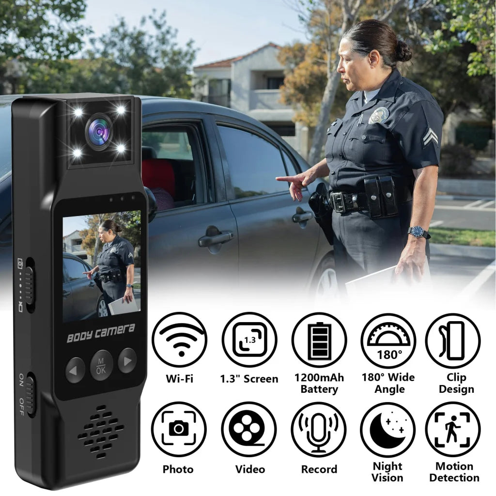 Mini Body Camera with 180 Rotatable Lens Night Vision &