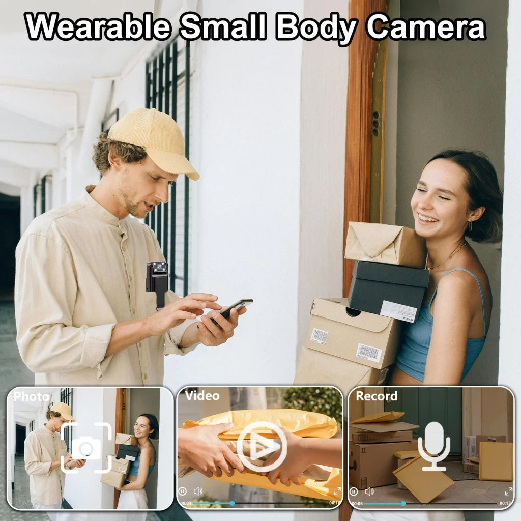 Mini Body Camera with 180 Rotatable Lens Night Vision &