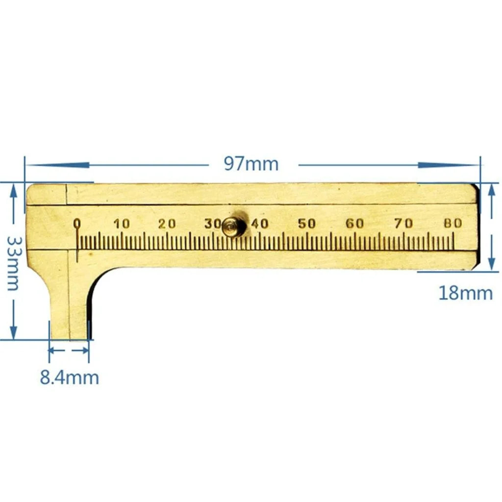 Mini Brass Sliding 80mm Vernier Caliper for Jewelry