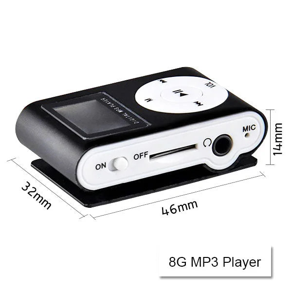 Mini Clip MP3 Music Player 16G with USB Cable & Earphone