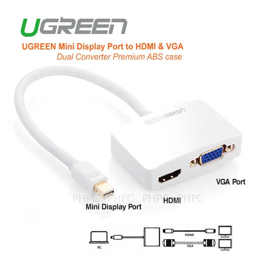 Mini DisplayPort to HDMI & VGA Dual Converter Premium ABS