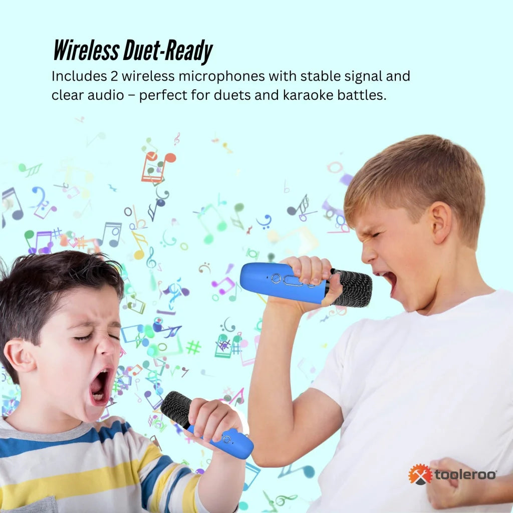 Mini Karaoke Machine and 2x Wireless Microphones Portable