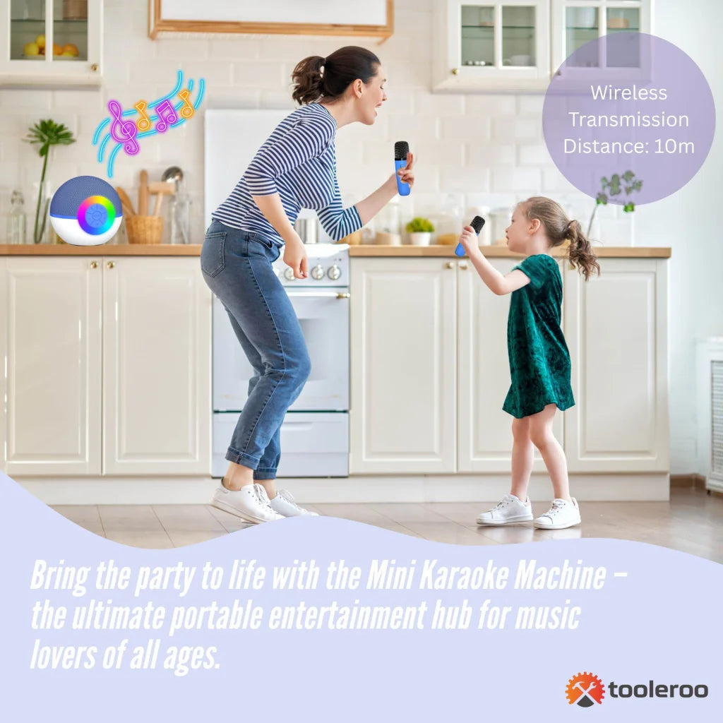 Machine 2x Wireless Microphones Portable Bluetooth Speaker Mini Karaoke