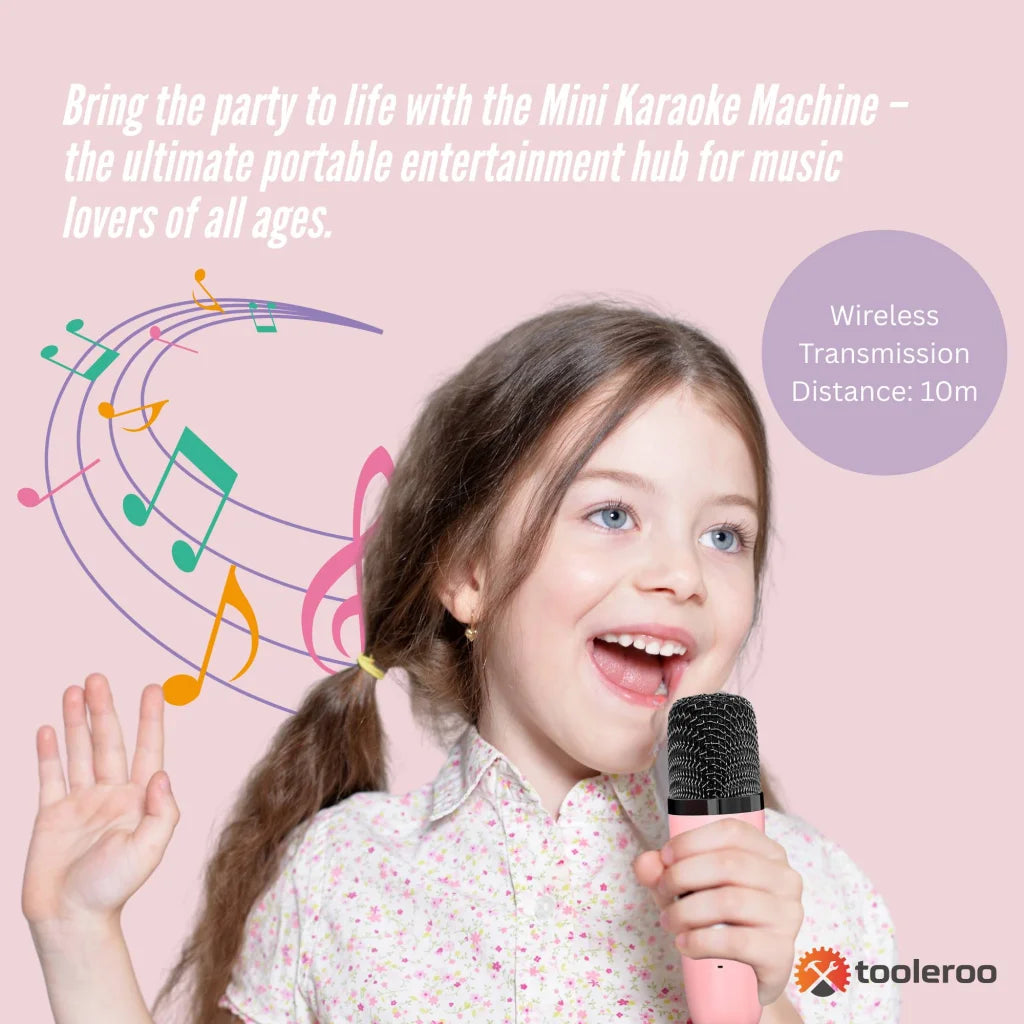 Mini Karaoke Machine and 2x Wireless Microphones Portable