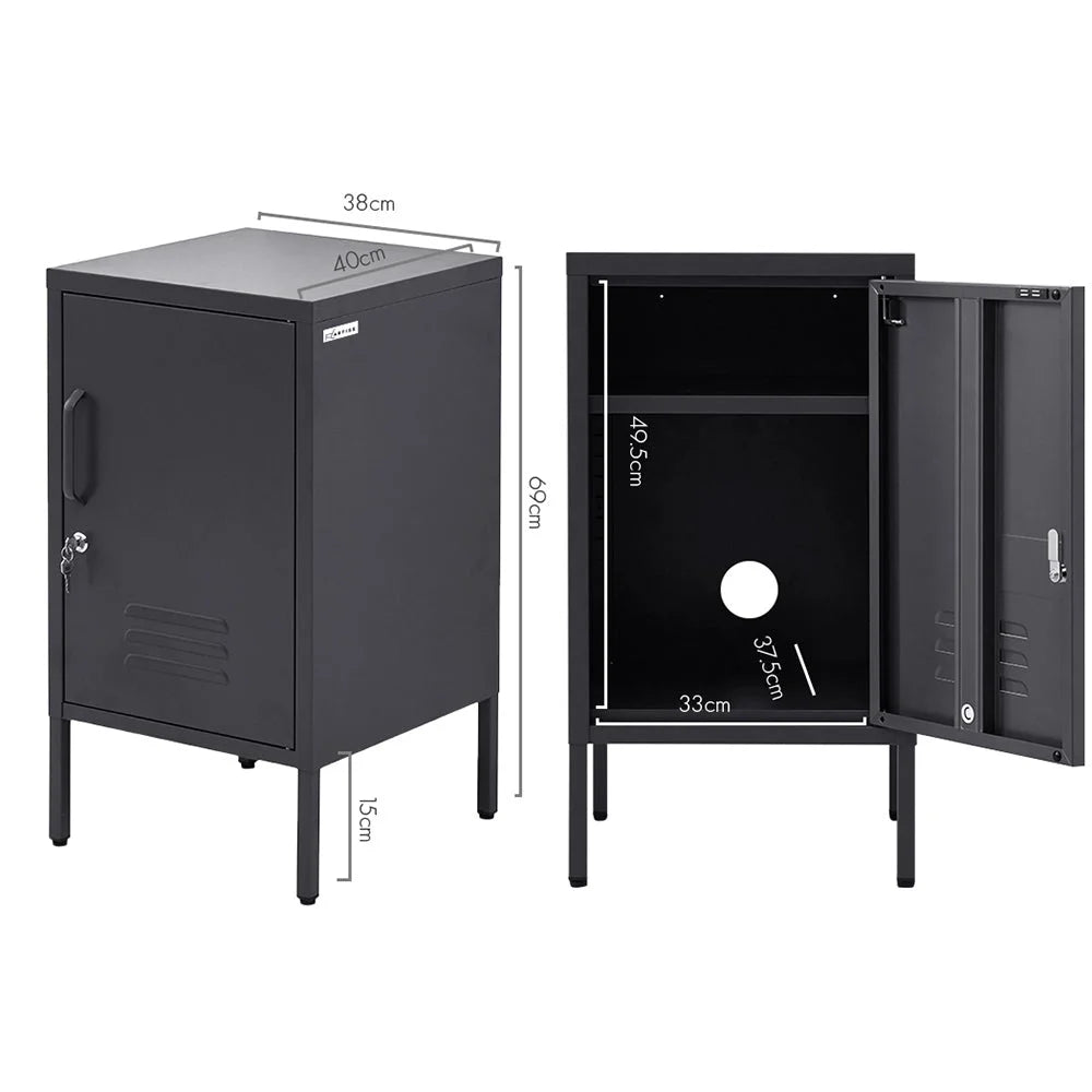 Mini Metal Locker Storage Shelf Organizer Cabinet - Black