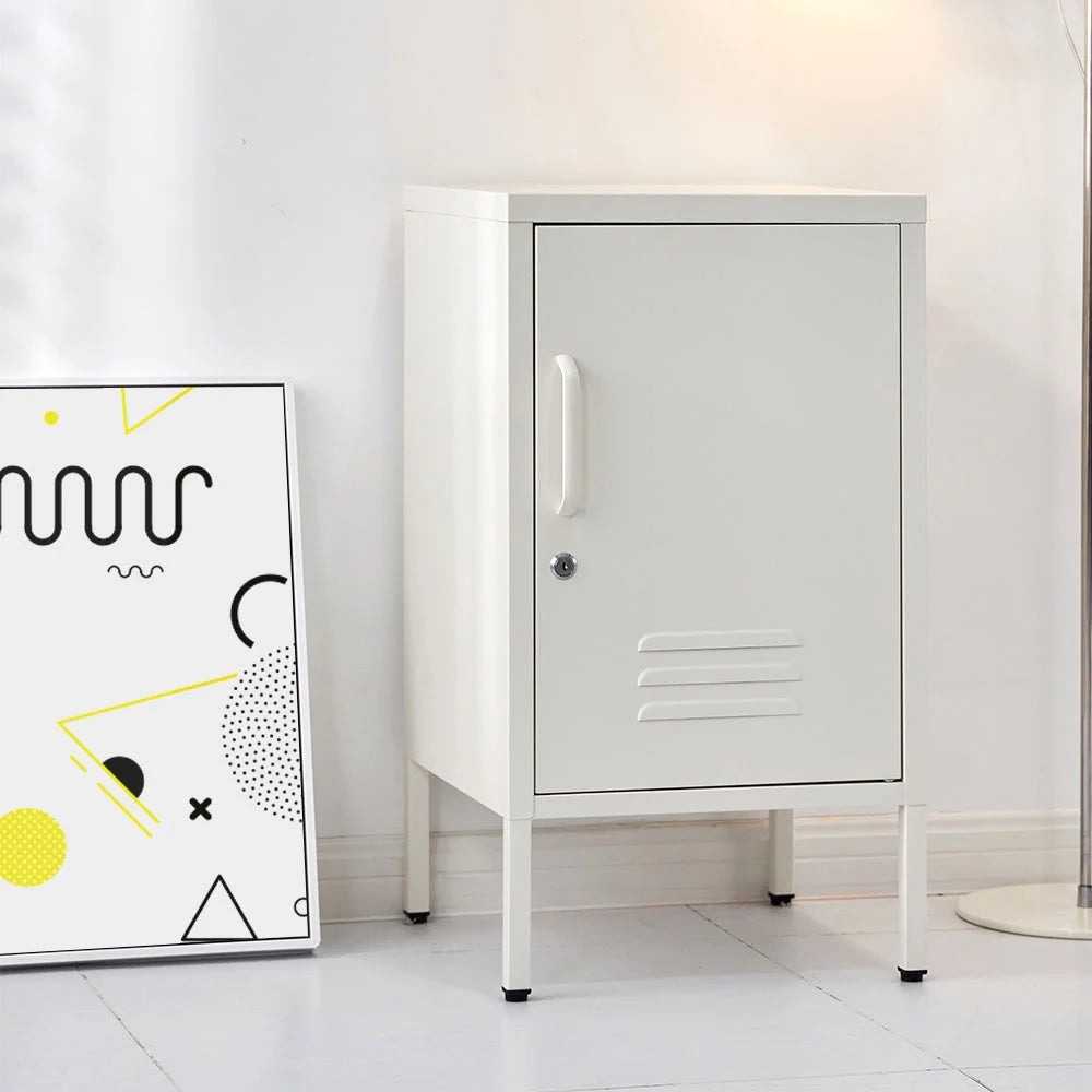 Mini Metal Locker Storage Shelf Organizer Cabinet - White
