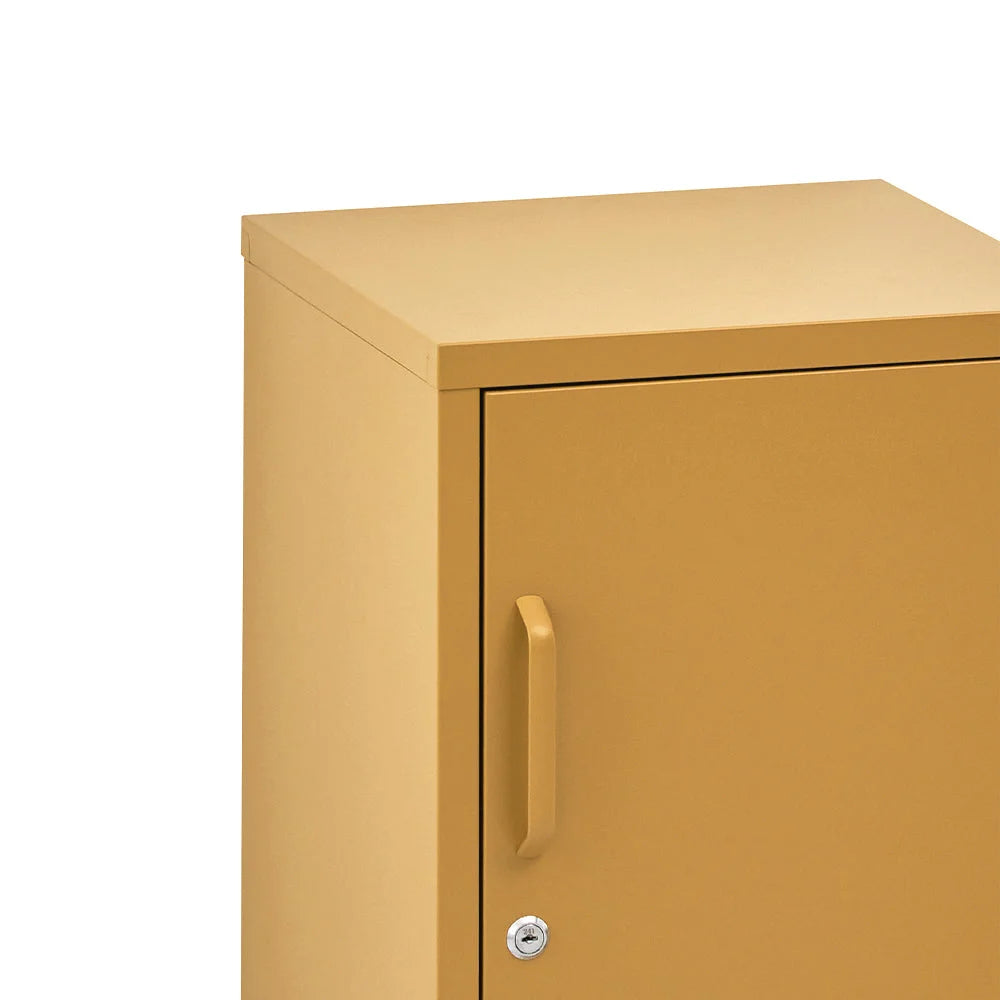 Mini Metal Locker Storage Shelf Organizer Cabinet - Yellow
