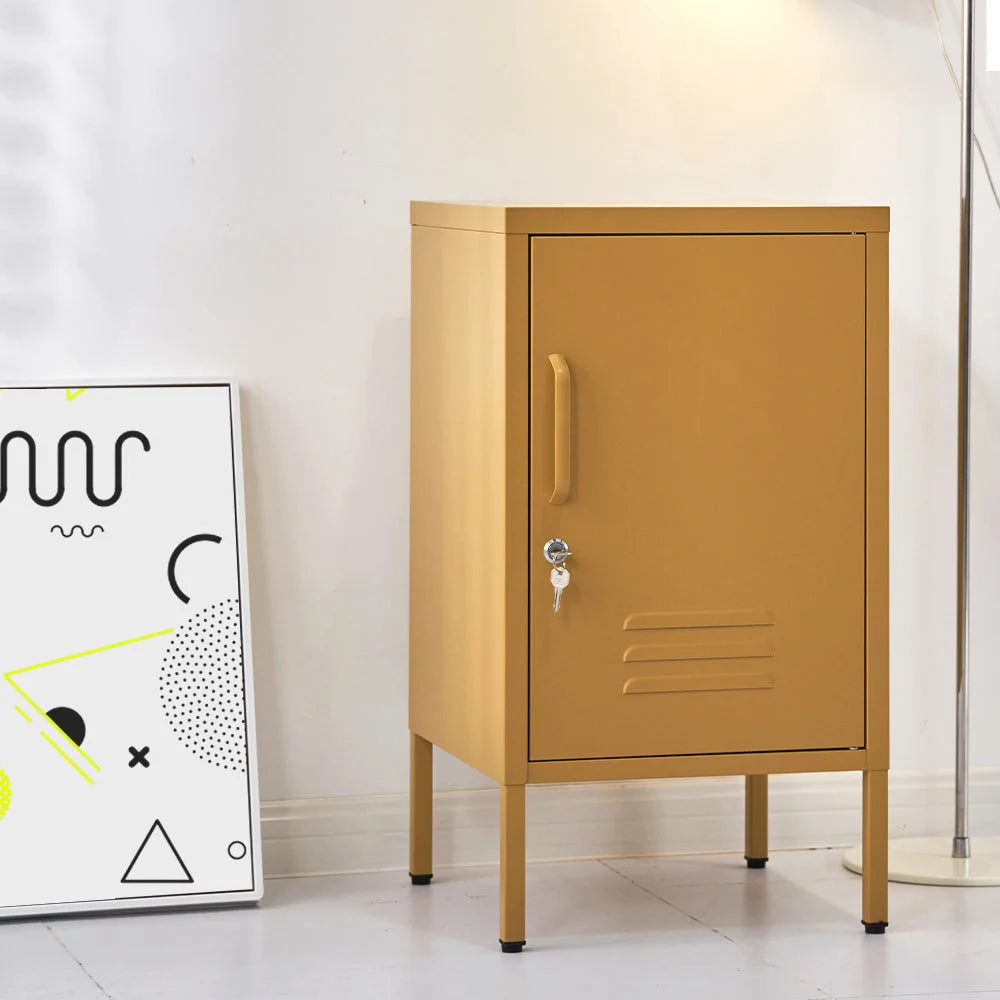 Mini Metal Locker Storage Shelf Organizer Cabinet - Yellow