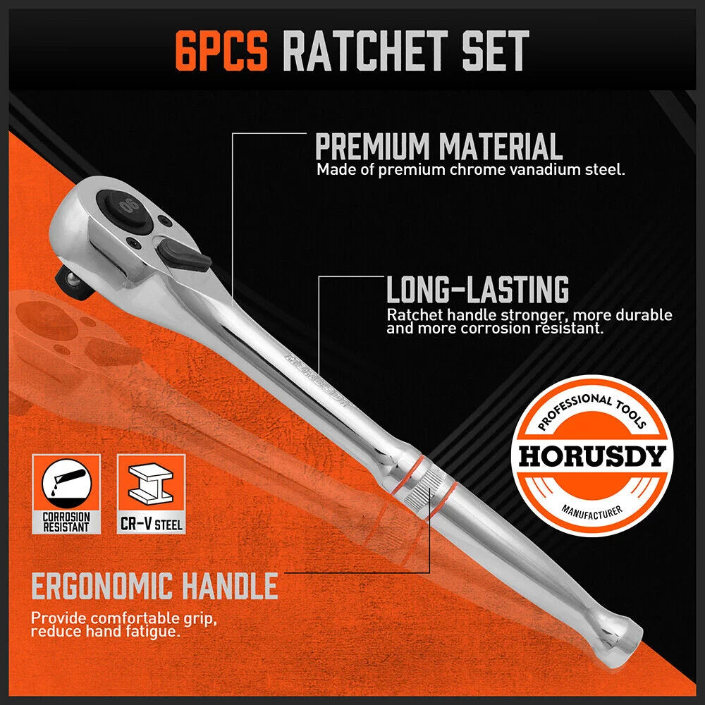 Mini Ratchet Spanner - 1/2 3/8 1/4 Drive 90-Tooth Extension