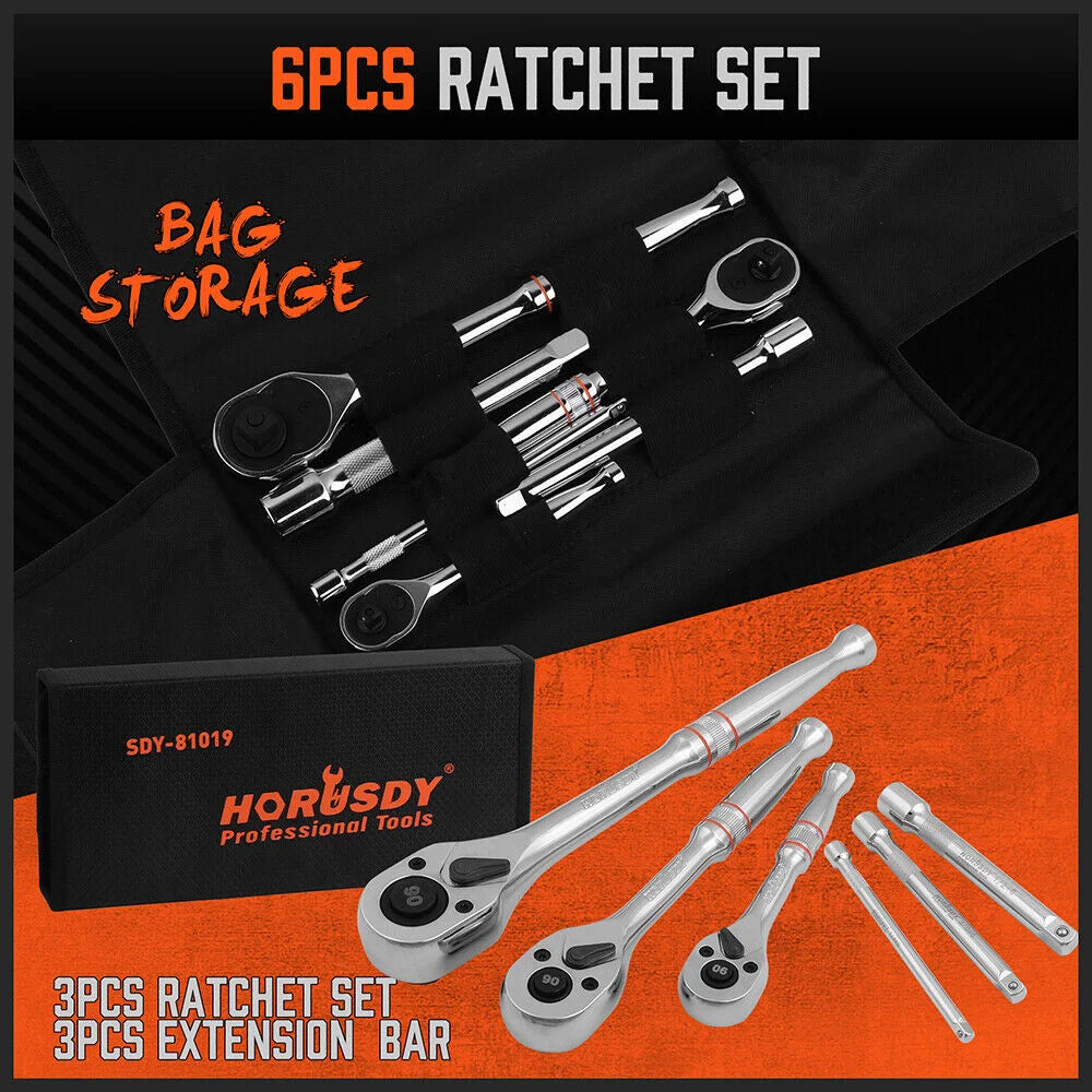 Mini Ratchet Spanner 1/2 3/8 1/4 Drive 90 Tooth Extension