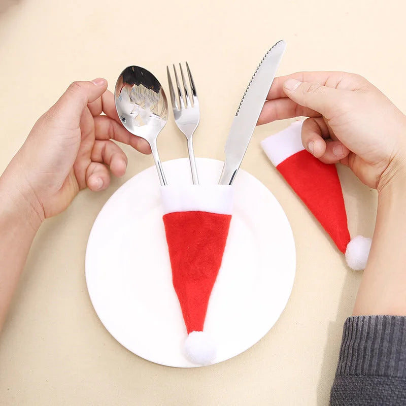 Mini Santa Hat Cutlery Holders (100-Pack) - Festive