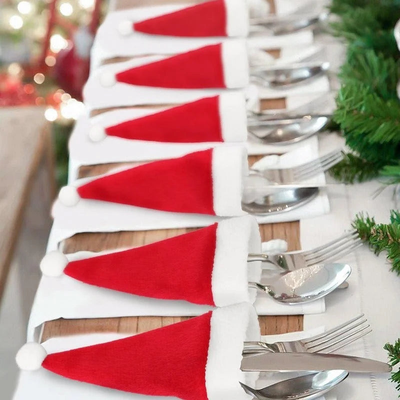 Mini Santa Hat Cutlery Holders (100-Pack) - Festive