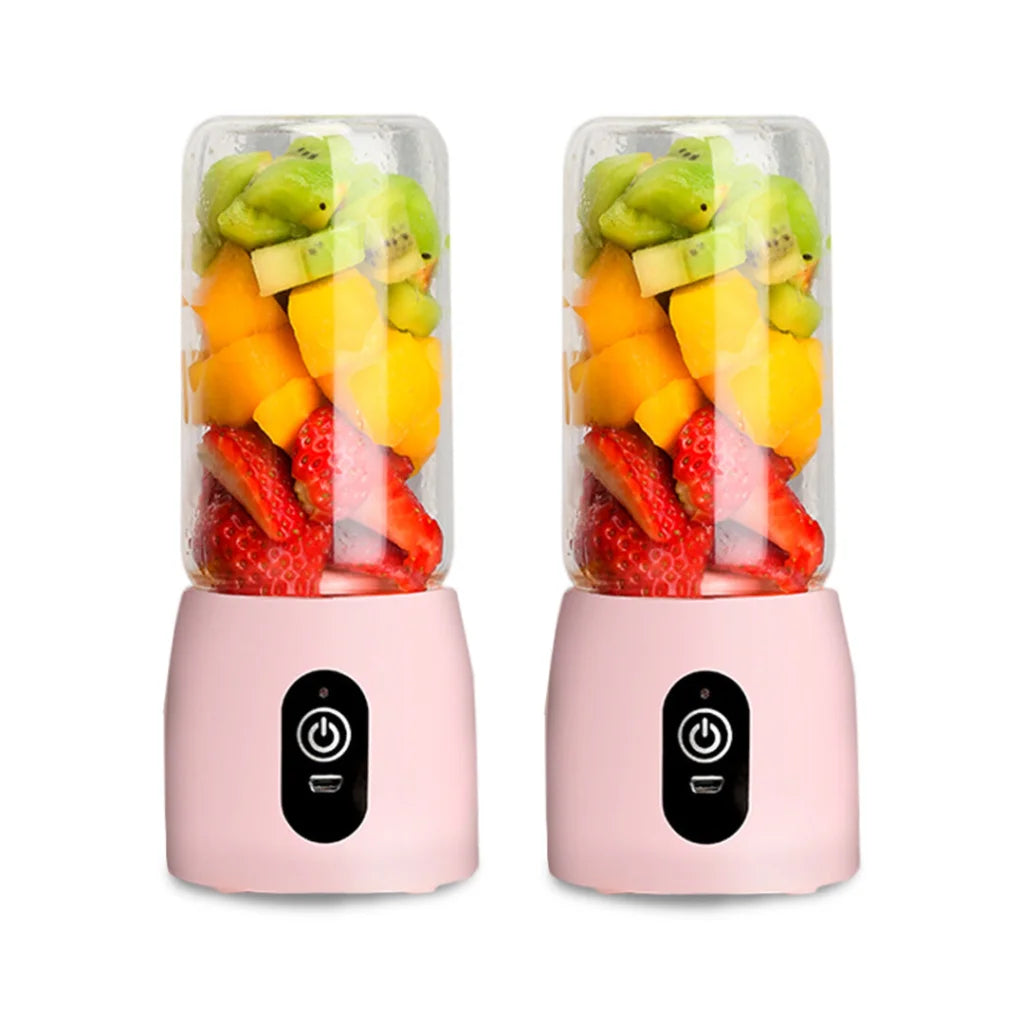 Mini USB Juice Extractor Set Premium 2X Portable Rechargeable Handheld Fruit Mixer Juicer - Pink