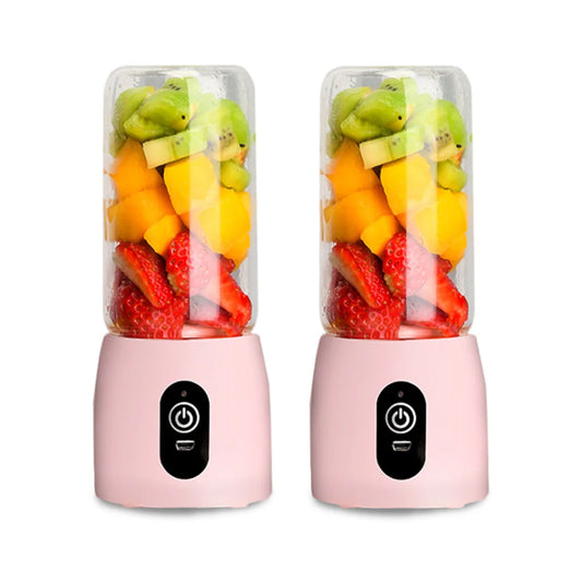 Mini USB Juice Extractor Set Premium 2X Portable Rechargeable Handheld Fruit Mixer Juicer - Pink