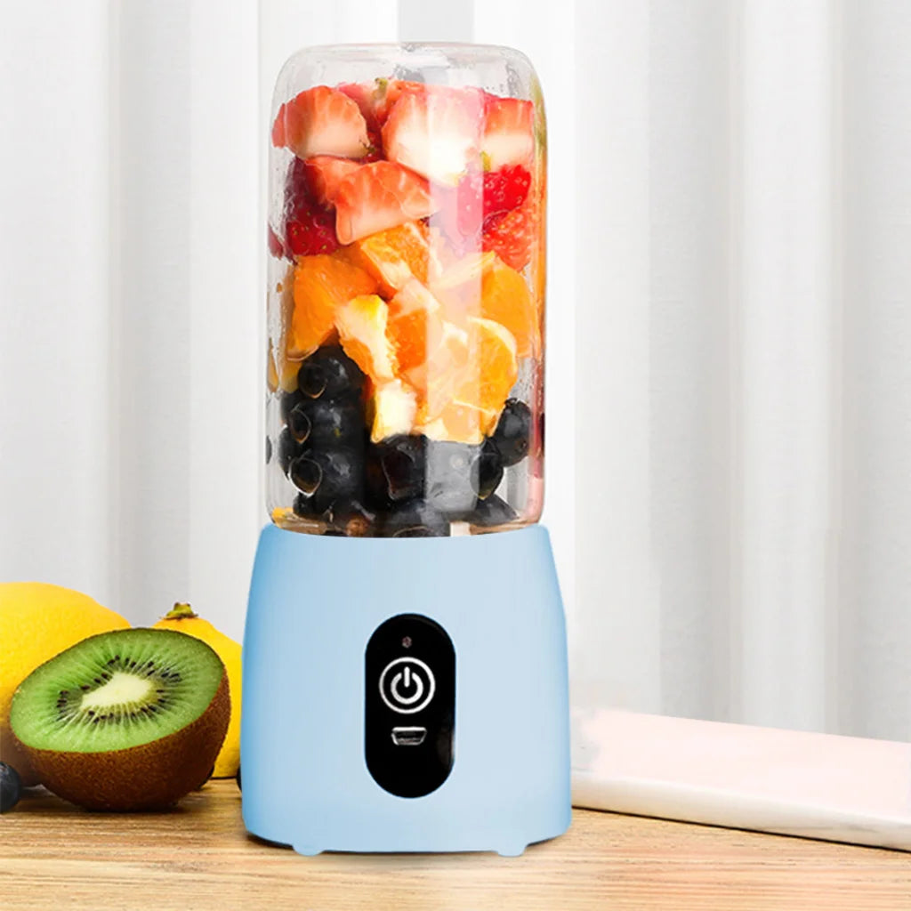 Mini USB Juice Extractor Set Premium 2X Portable Rechargeable Handheld Fruit Mixer Juicer - Blue