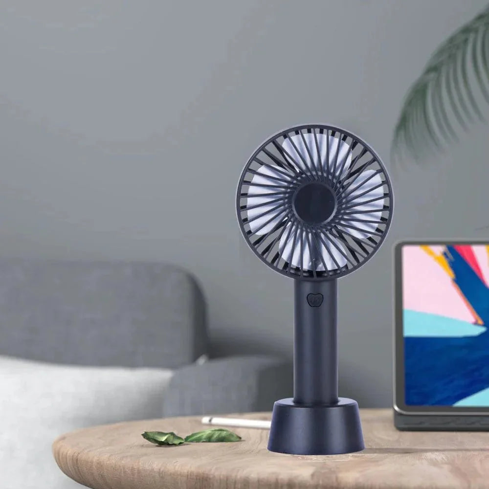 Table with mini usb rechargeable fan stand