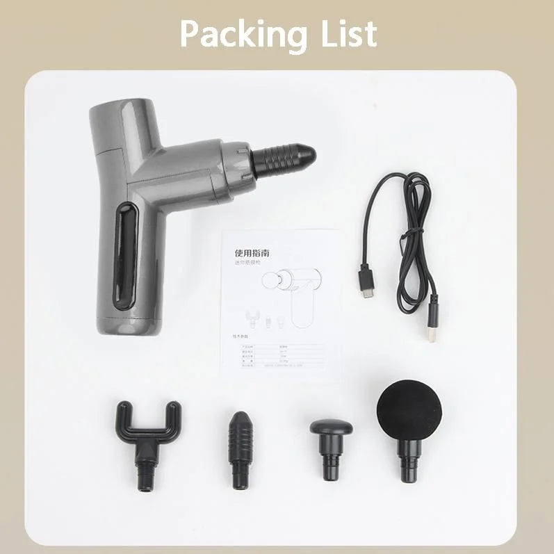 Mini Vibration Massage Gun - Brushless Grey - Health &