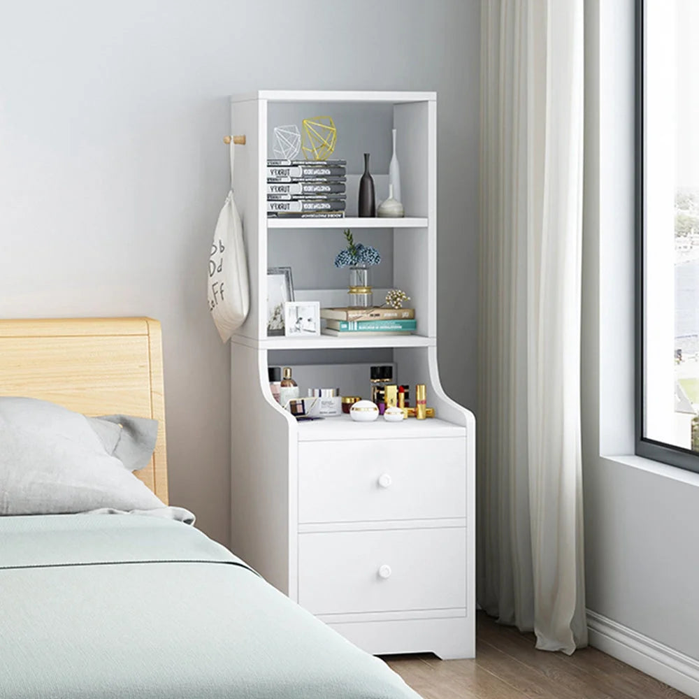 Minimalist Bedroom Cabinet Warm White 3-Shelf Storage Unit