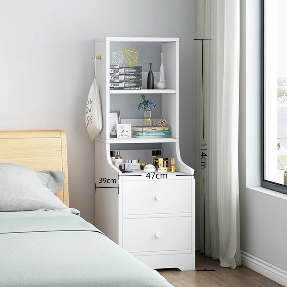Minimalist Bedroom Cabinet Warm White 3-Shelf Storage Unit