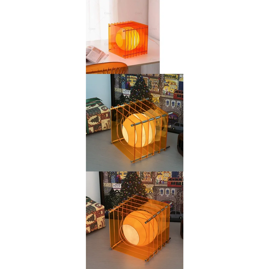 Minimalist Layered Acrylic Moon Lamp - USB Touch Dimmable