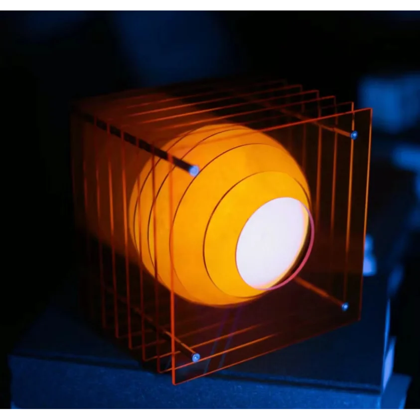 Minimalist Layered Acrylic Moon Lamp - USB Touch Dimmable