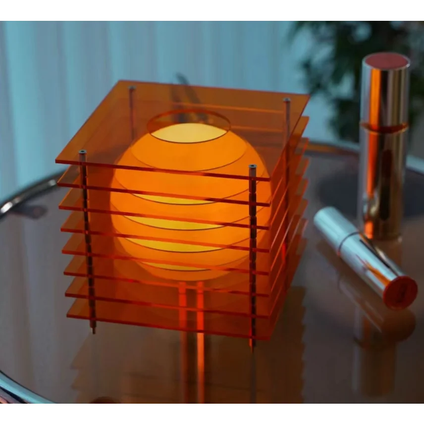 Minimalist Layered Acrylic Moon Lamp - USB Touch Dimmable