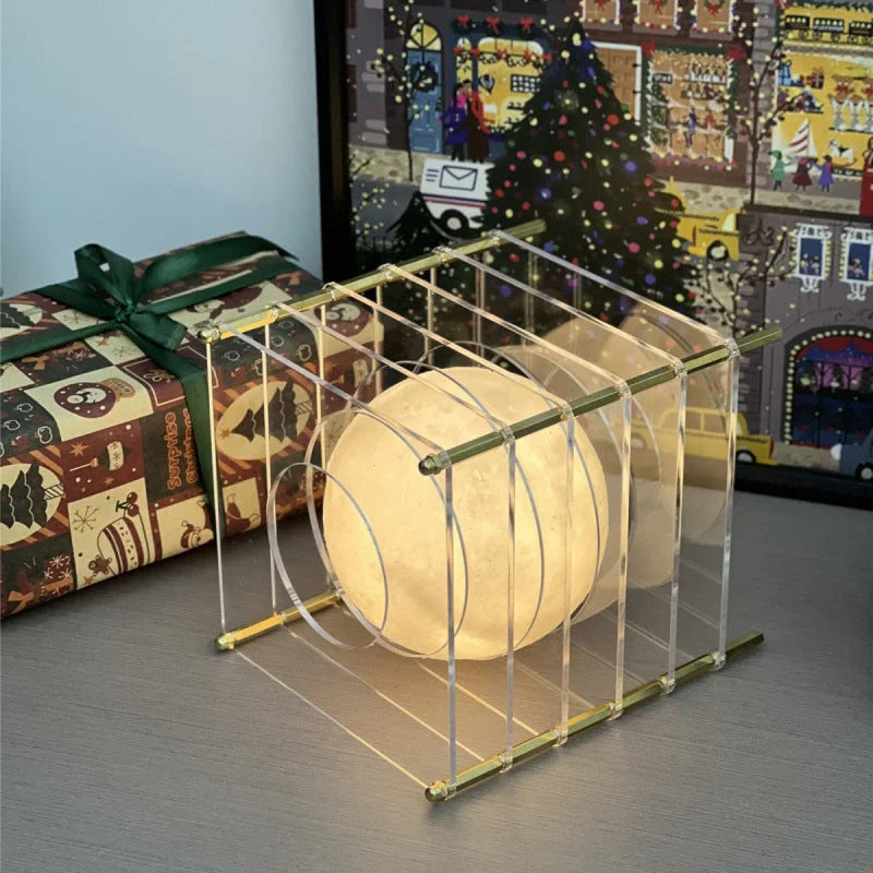 Minimalist Layered Acrylic Moon Lamp - USB Touch Dimmable