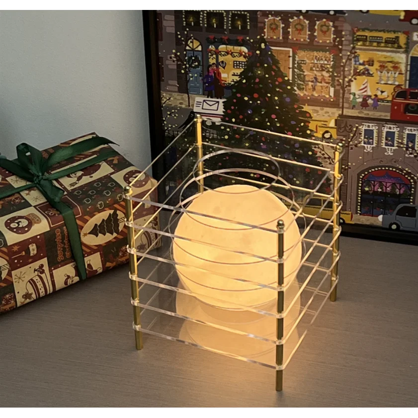 Minimalist Layered Acrylic Moon Lamp - USB Touch Dimmable