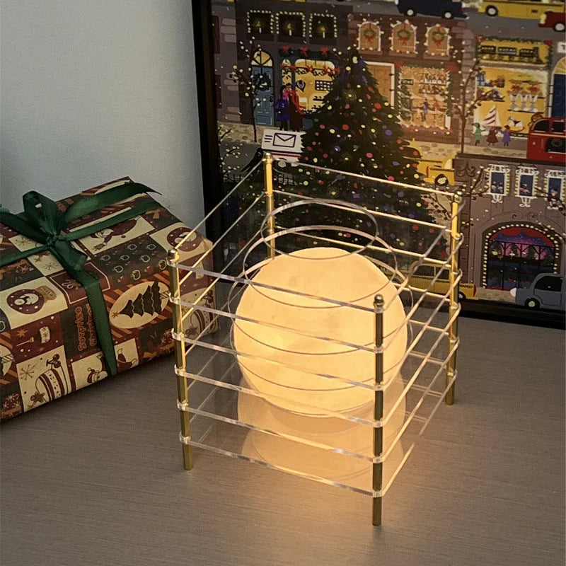 Minimalist Layered Acrylic Moon Lamp - USB Touch Dimmable