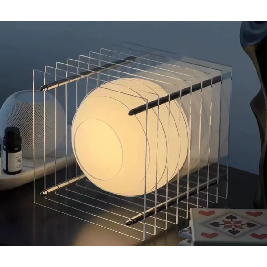 Minimalist Layered Acrylic Moon Lamp - USB Touch Dimmable