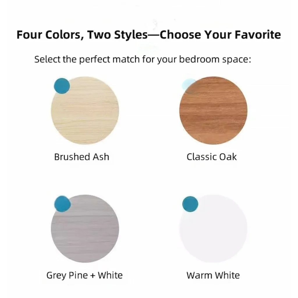 Minimalist Nightstand Light Gray Wood Grain White Fronts