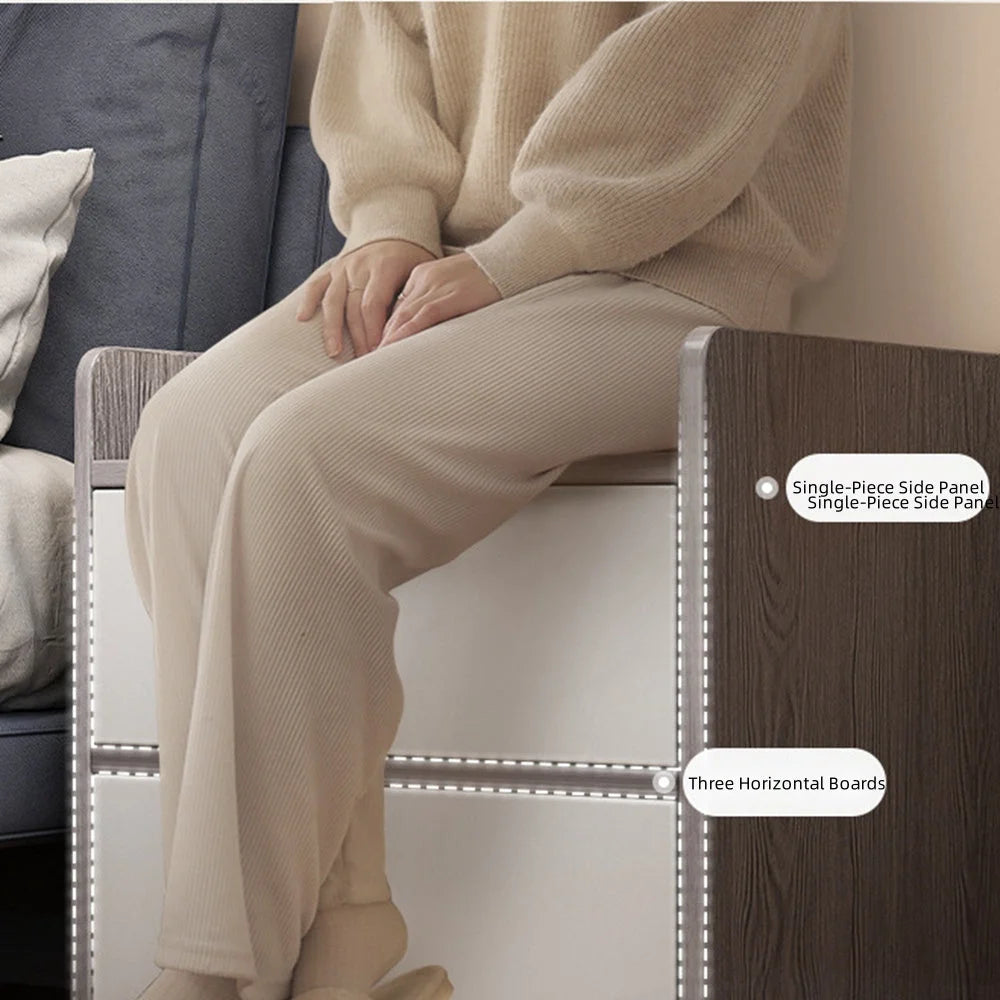 Minimalist Nightstand White Double Drawer Safety Tray