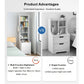 Minimalist Tall Bookshelf White Nightstand Cabinet