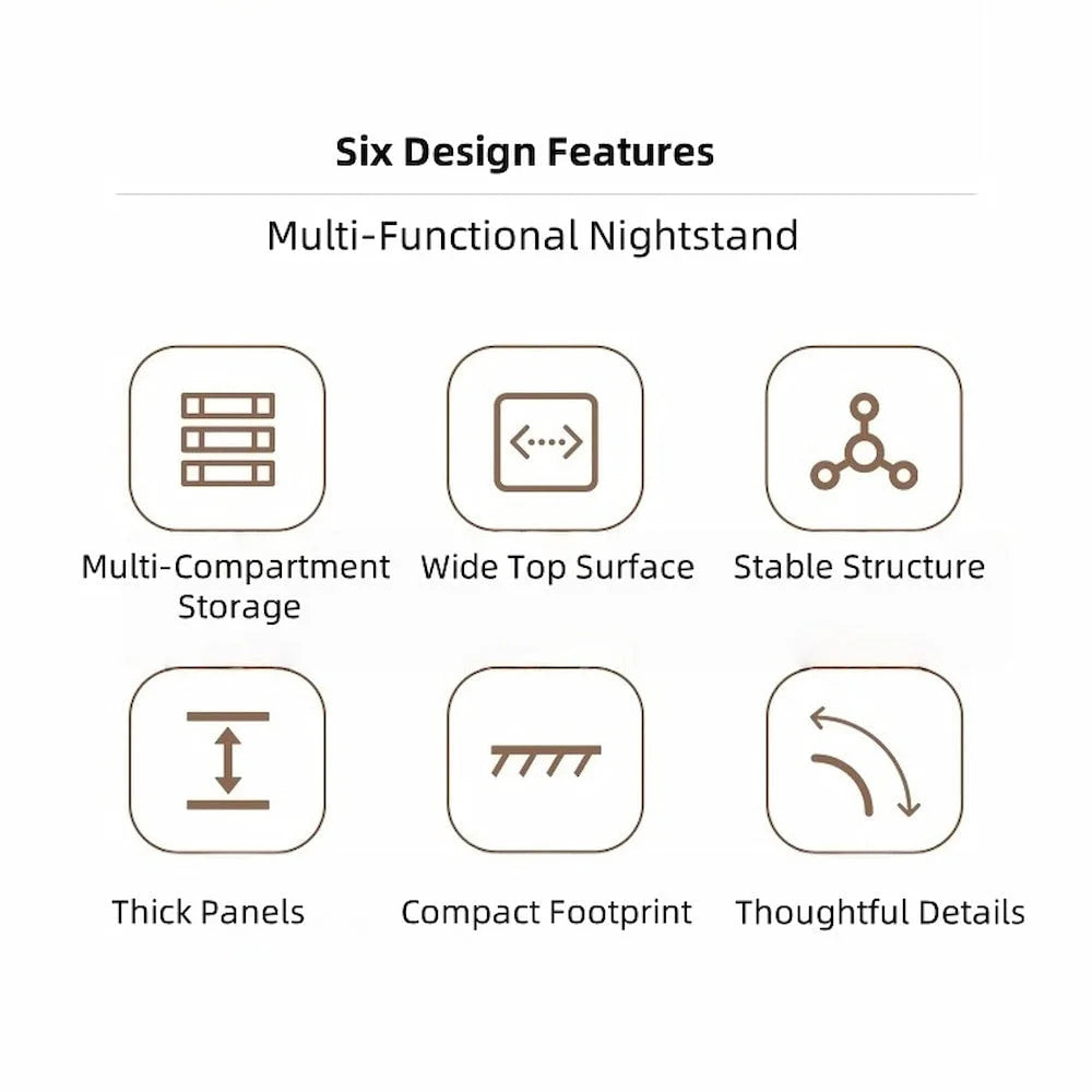 Minimalist Wooden Nightstand Multi-Functional Top Storage