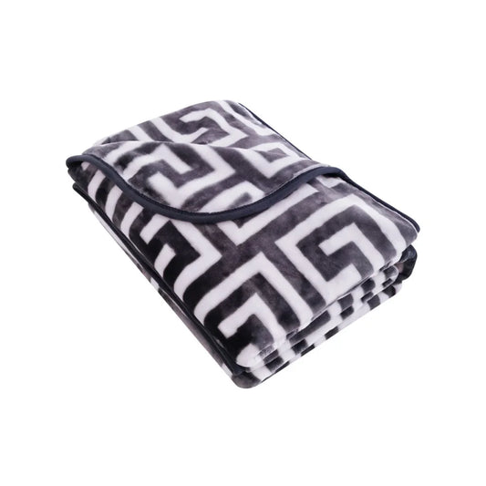 Mink Blanket Bloomington 800GSM Greek Key Charcoal Winter
