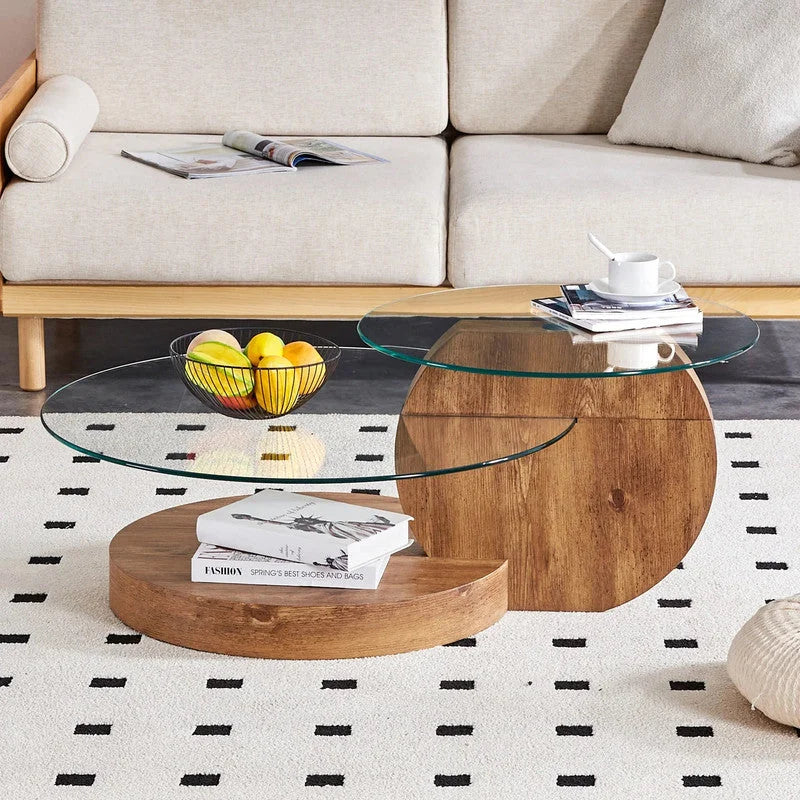 ’MINORI’ Double Layer Clear Tempered Glass Dark Wood Grain