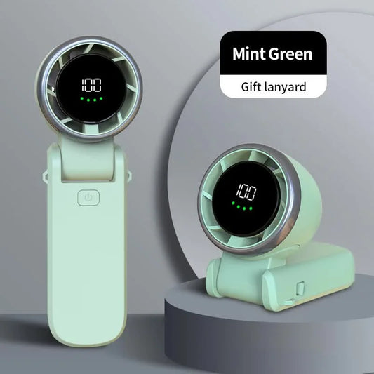 Mint Green Portable USB Rechargeable Handheld Fan