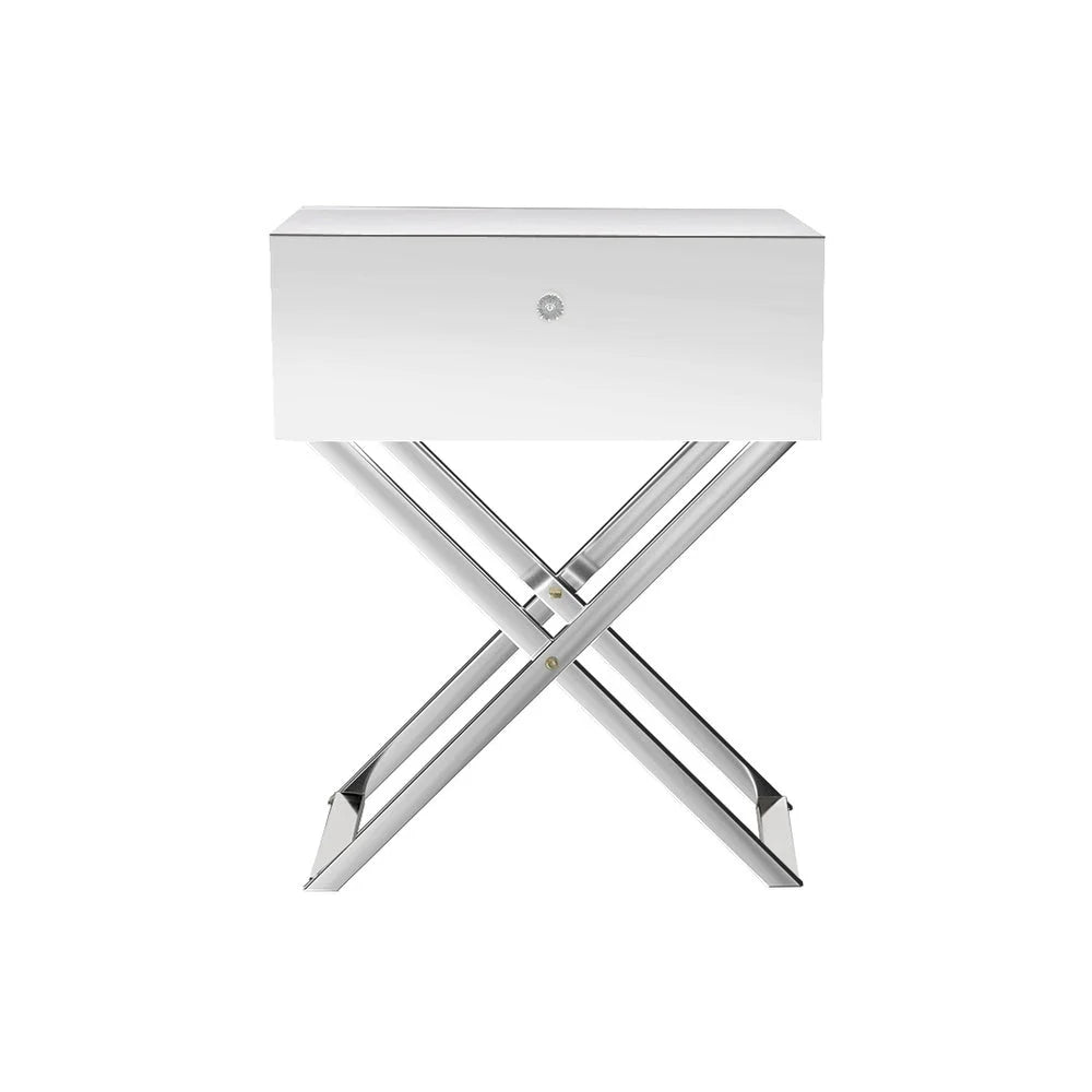 Mirrored Bedside Table Drawers Side Table Storage