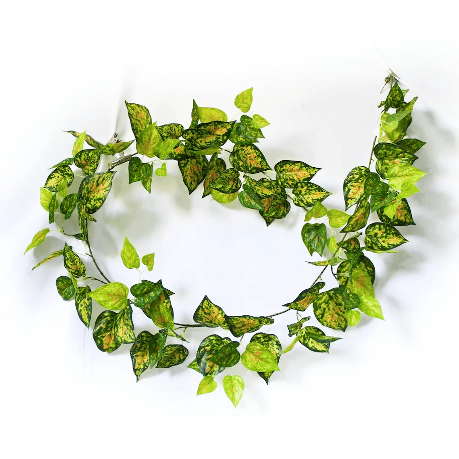 Mixed Yellow and Red Pothos Garland 190cm - Artificial