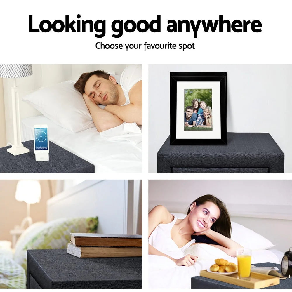 Moda Bedside Table Charcoal - Bedroom