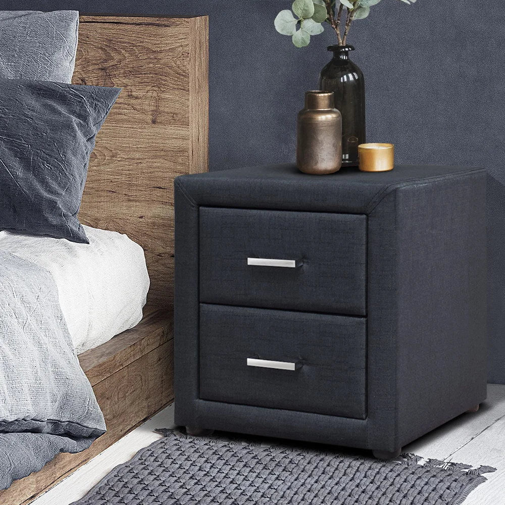 Moda Bedside Table Charcoal - Bedroom