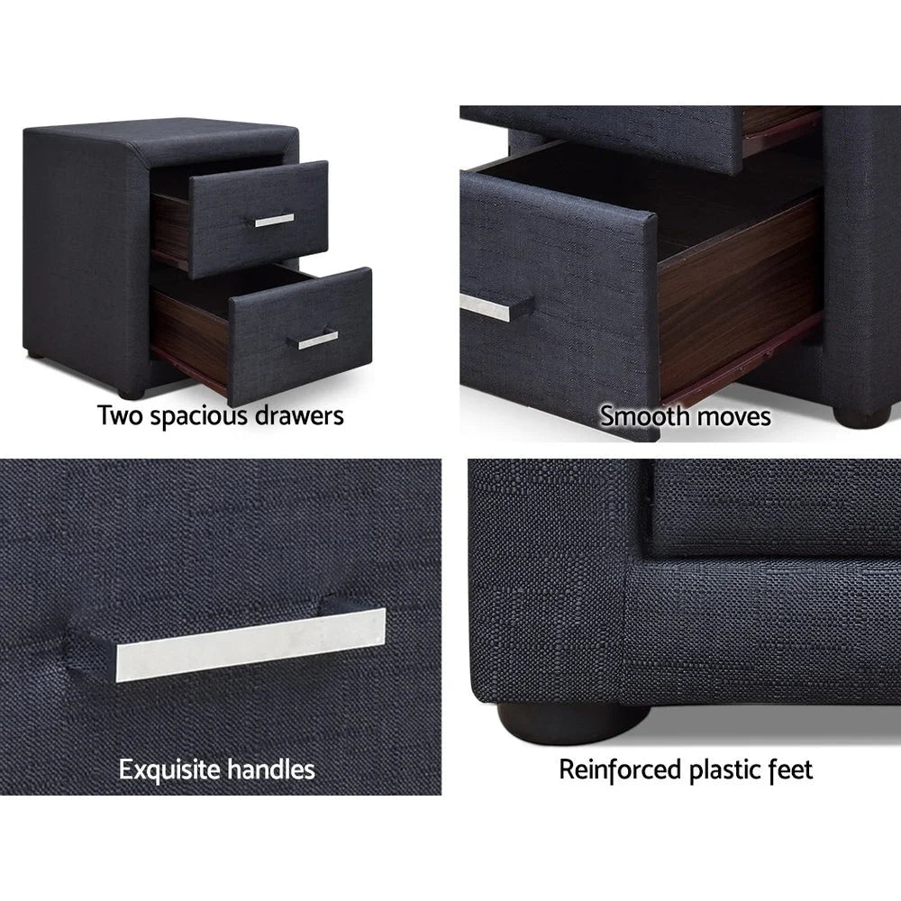 Moda Bedside Table Charcoal - Bedroom