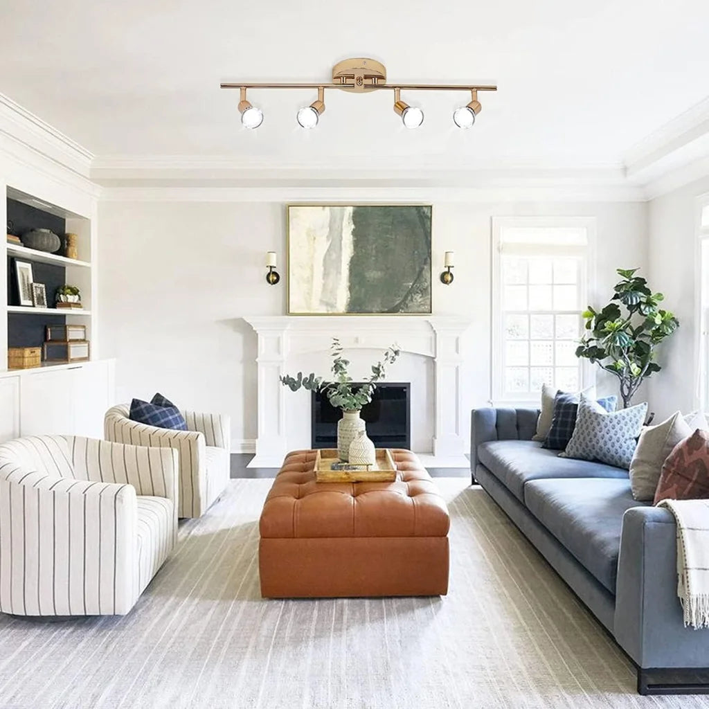 Gold modern light track with open shelves and sturdy supports