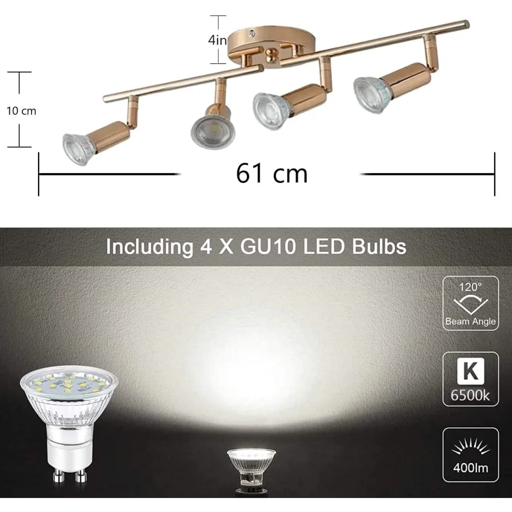Gold modern light track with slim posts and mounting brackets