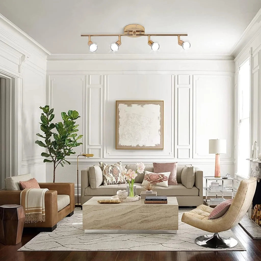 Modern light track with upright supports and shelf tiers