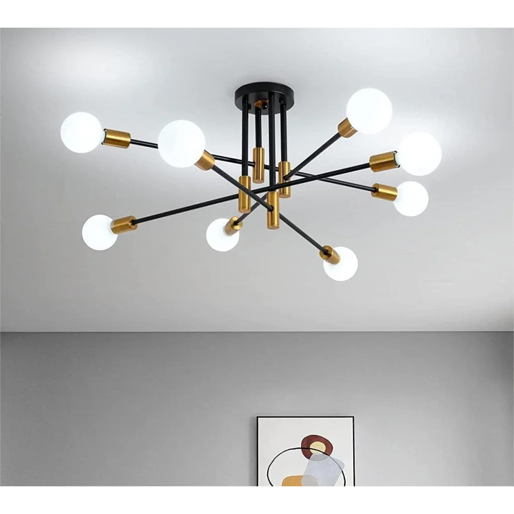 Modern Black Gold Ceiling Light - 8 Lights - Home & Garden